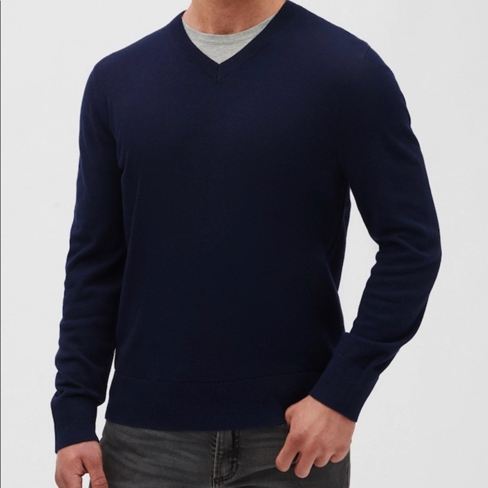 NWOT Aeropostale Blue Solid Ribbed V-Neck Sweater